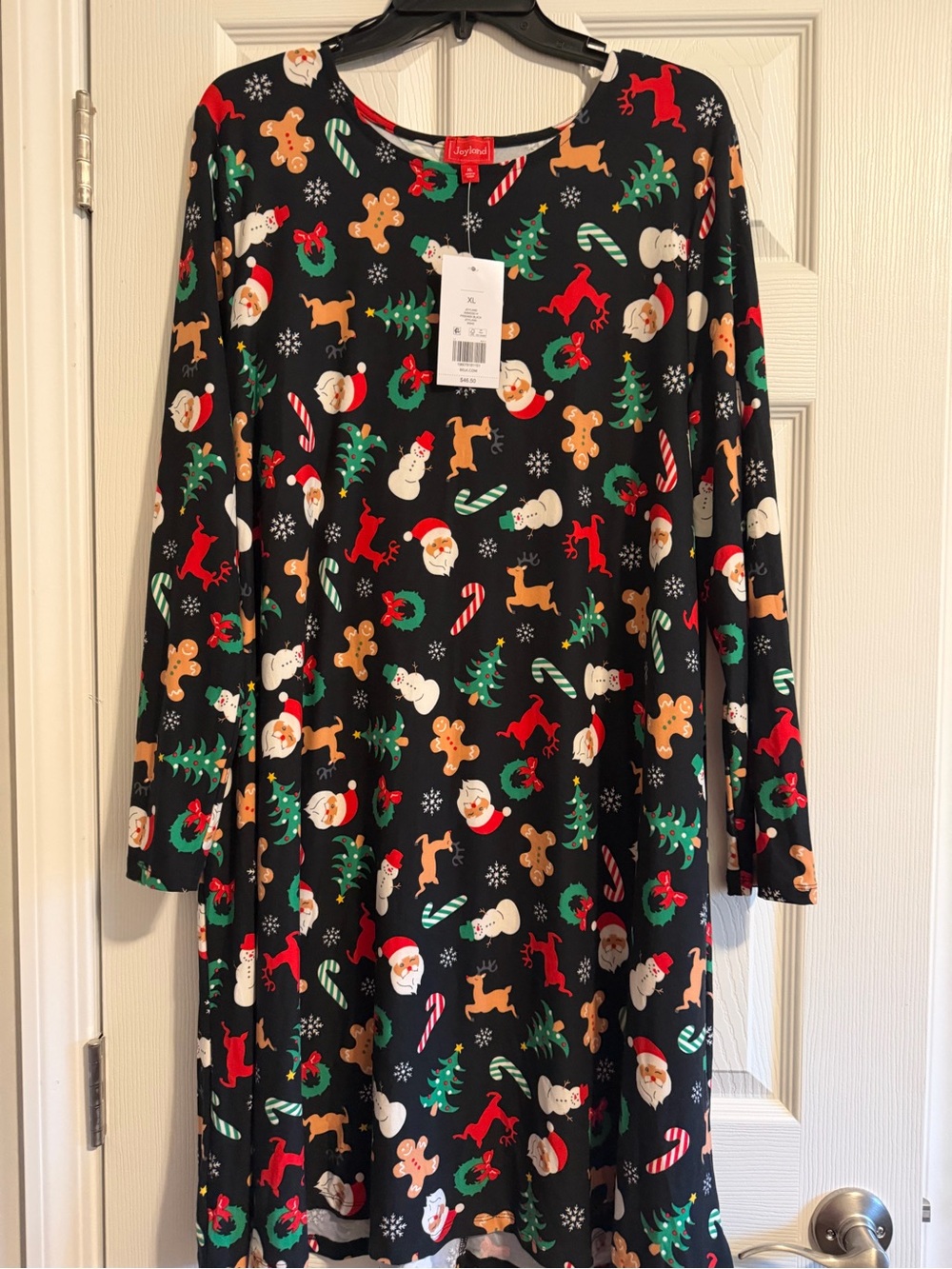Womens Black Christmas Print Holiday Dress
